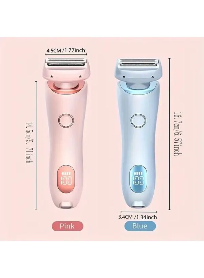 Double Head Blue Womens 2 in 1 Electric Shaver For Legs And Body Bikini Trimmer USB Rechargeable - Image 2